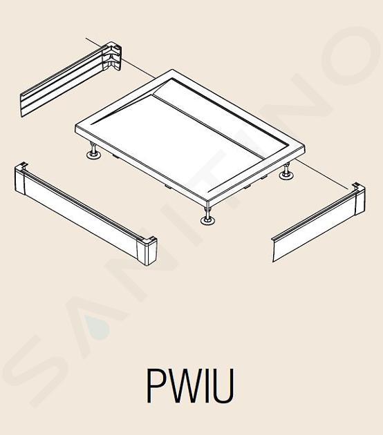 SanSwiss ILA - Panel przedni aluminiowy do wanny prostokątnej, panel U, 3 strony, 800 x 900 mm - kolor czarny mat PWIU800908006