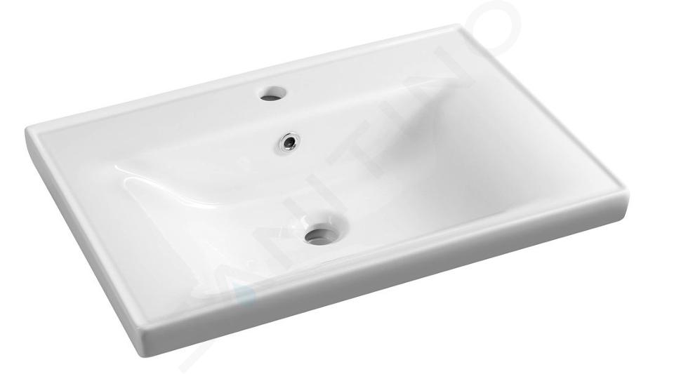 Aqualine Sanitari in ceramica - Lavabo Sava, 65x46 cm, con troppopieno, bianco 2065