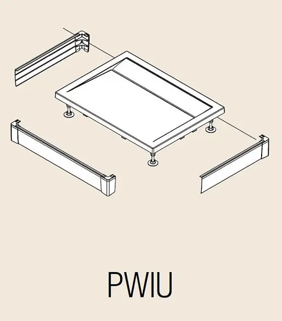 RONAL ILA - Hliníkový přední panel pro obdélníkovou vaničku, U-panel, 3 strany, 900 x 1000 mm - barva bílá PWIU901009004
