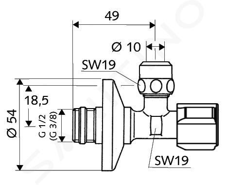 Schell Comfort vanne d'arrêt d'angle 1/2 avec 2 raccords 3/8 chromé