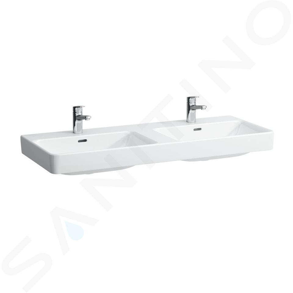 Laufen Pro S - Zlew podwójny 120x47 cm, 2 otwory na baterię, kolor biały H8149660001041