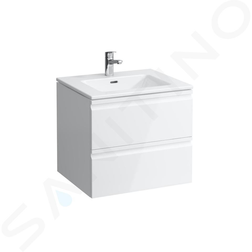 Laufen Pro S - Armoire avec lavabo, 60x50 cm, 2 tiroirs, blanc brillant H8619614751041