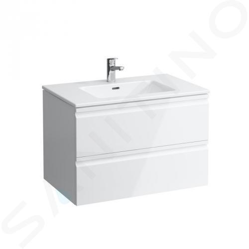 Laufen Pro S - Meuble avec lavabo, 80x50 cm, 2 tiroirs, blanc mat H8619634631041