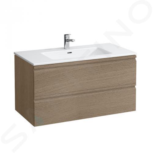 Laufen Pro S - Waschtisch mit Unterschrank, 100x50 cm, 2 Auszüge, Eiche hell H8619654791041