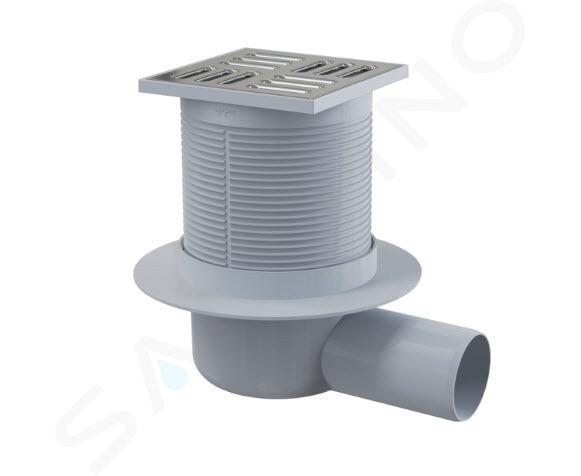 Alcadrain Canale de scurgere - Gură de scurgere la sol, lateral, 105x105 mm, diametru 50 mm, oțel inoxidabil/plastic APV31