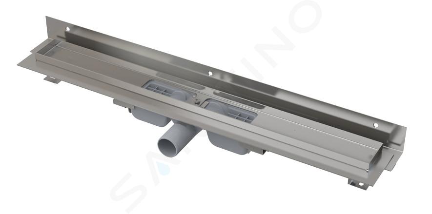 Alcadrain Odtokové žlaby - Sprchový žlab Wall Low 85 cm, s okrajem pro plný rošt a s pevným límcem ke stěně, nerez APZ116-850