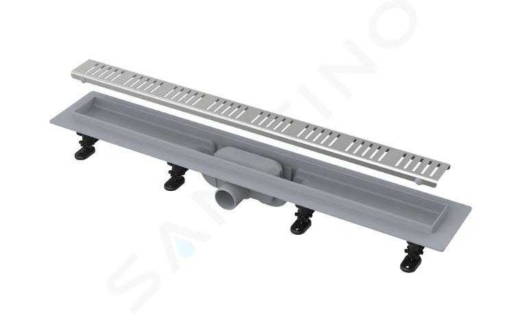 Alcadrain Douchegoten - Caniveau de douche Simple 750 mm, avec bord pour grille perforée, grille incluse, inox mat APZ10-750M