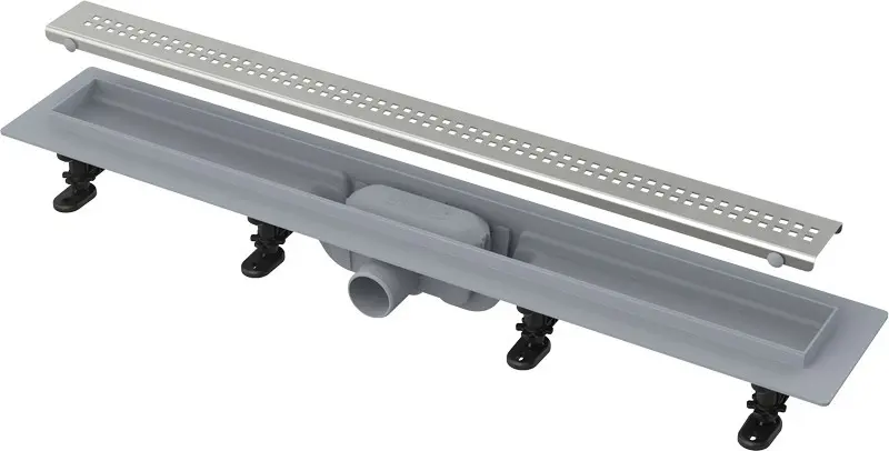 Alcadrain Douchegoten - Caniveau de douche Simple 75 cm, avec bord pour grille perforée, grille incluse, inox mat APZ9-750M