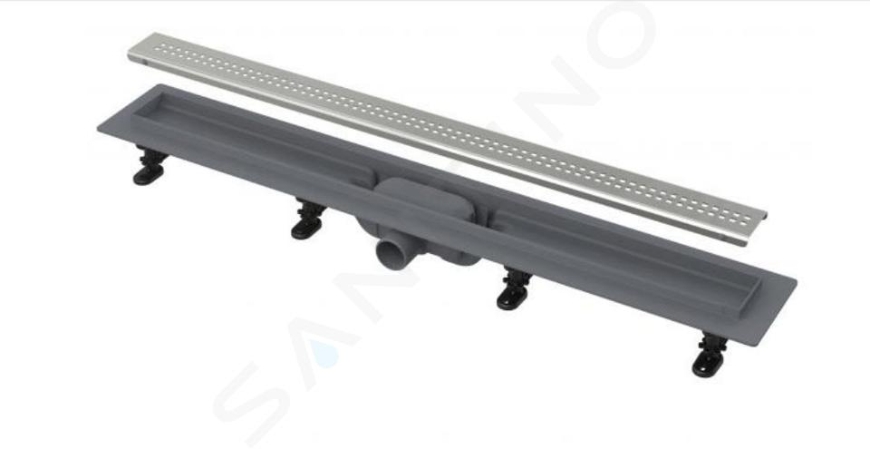 Alcadrain Douchegoten - Caniveau de douche Simple 850 mm, avec bord pour grille perforée, grille incluse, inox mat APZ9-850M