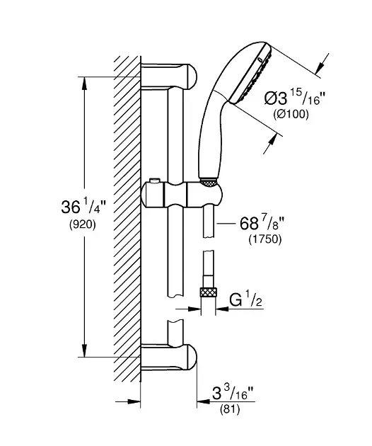 Asta Doccia Grohe Tempesta - Lunghezza 900 Mm, Finitura Cromo Brillante, Qualità Made In Germany