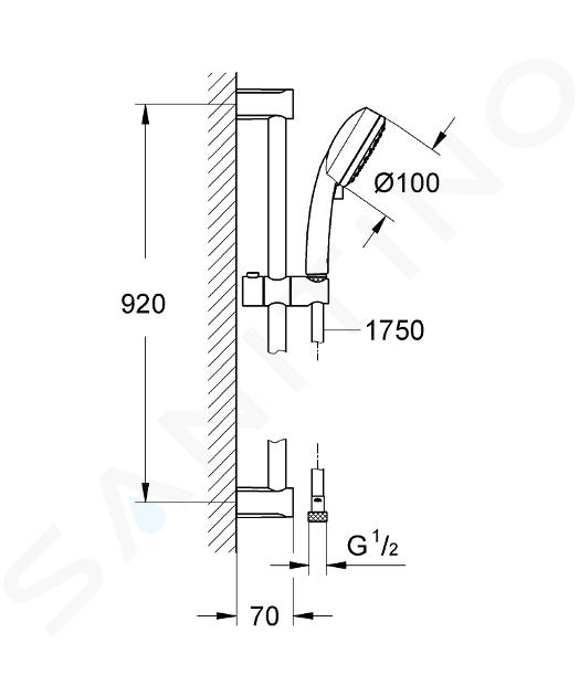 Grohe Tempesta New - Set doccia Cosmopolitan con saliscendi, 2 getti,  cromato 27928002