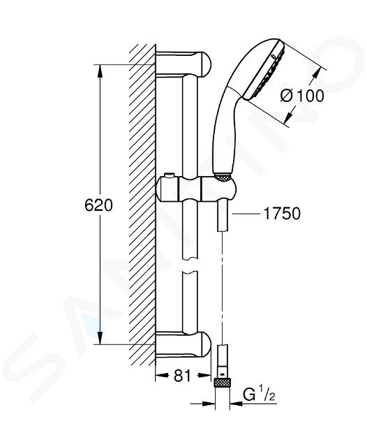 GROHE Set Asta Doccia a 3 Getti Tempesta, Cromo 27794001 