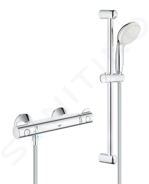 Grohe Grohtherm 800 - Thermostat-Duscharmatur mit Duschset 600 mm, verchromt 34565001