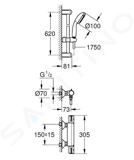 Grohe Grohtherm 800 - Grifo termostático de ducha con montaje en pared  expuesto, color cromo (Ref. 34561000) : : Bricolaje y herramientas