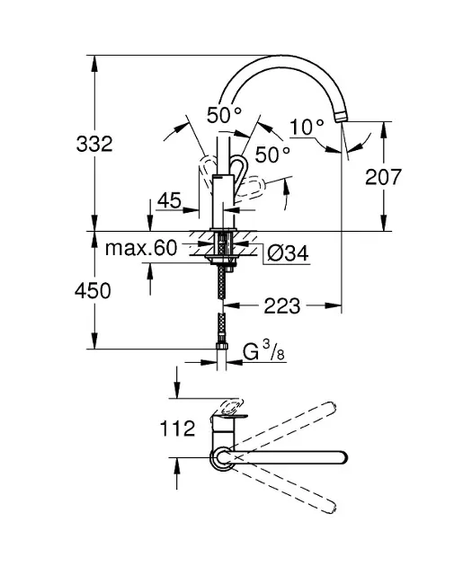 Comprar grifo fregadero Grohe BauEdge (31367000). Oferta