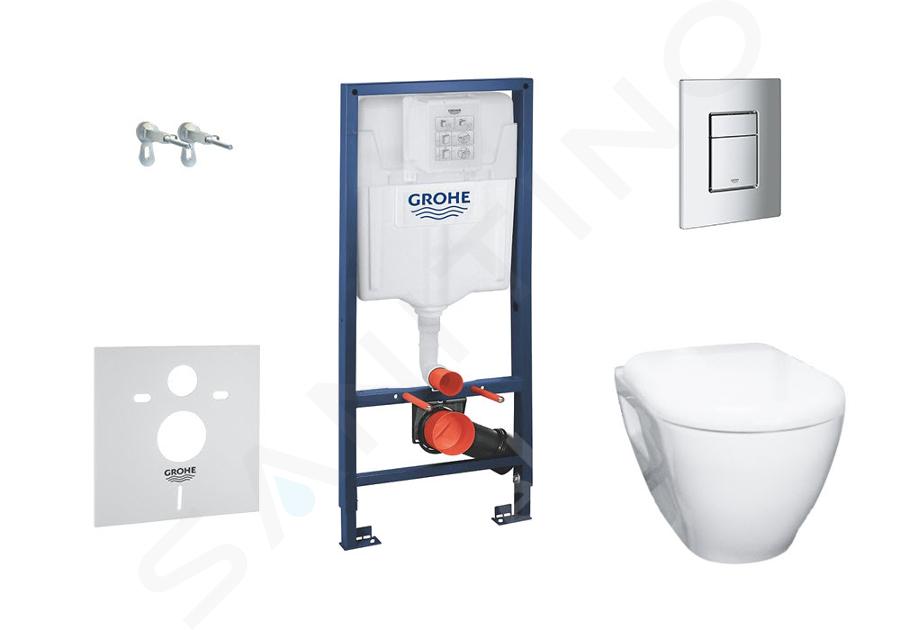 Grohe Solido - Conjunto de módulo empotrado, inodoro Bau Ceramic y asiento con cierre lento, pulsador de descarga Skate Cosmopolitan, cromo 38528SET-KH