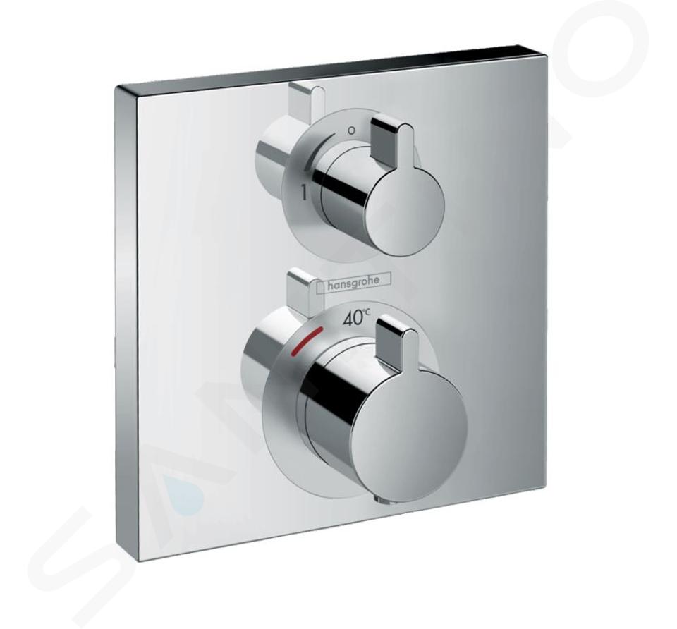 Hansgrohe Ecostat Square - Mitigeur thermostatique encastré avec vanne d’arrêt, chrome 15712000