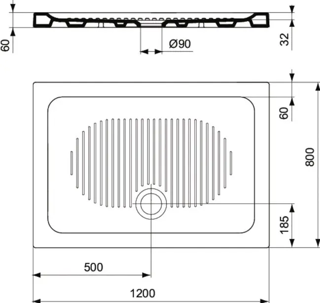 Ideal Standard Connect - Keramische Duschwanne 120x80 cm, weiß T267901 ...