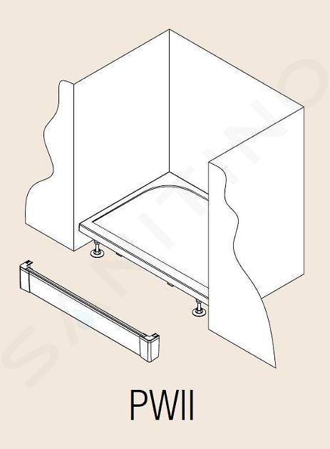 SanSwiss Marblemate - Hliníkový přední panel pro obdélníkovou nebo čtvercovou vaničku vaničku, I-panel, 1 strana, 1000 mm - vanička bílá PWII10004