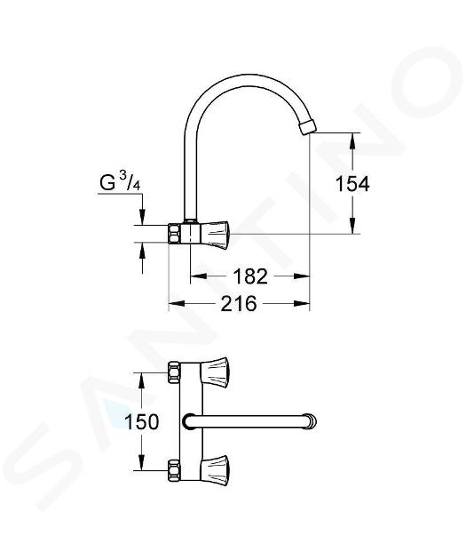 Grohe Costa L - Rubinetto di carico per lavatrice, cromato 30008001