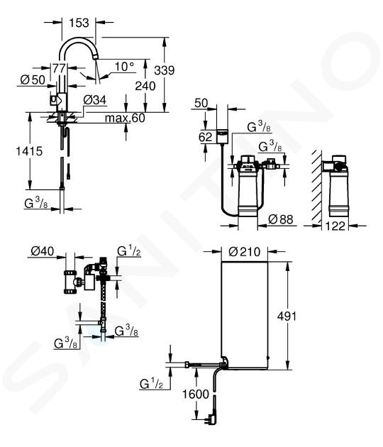 Faeröer slachtoffer ik zal sterk zijn Grohe Red - 1-gats kokendwaterkraan met filterset, boiler L, chroom  30080001 | Sanitino.nl