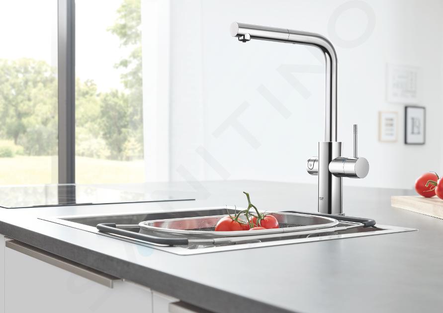 Grohe Blue Home - Miscelatore monocomando per lavello con sistema di  filtraggio e refrigerazione, cromato 31539000