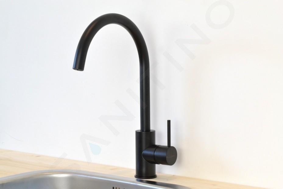 Grifo de cocina monomando caño alto GROHE Minta negro