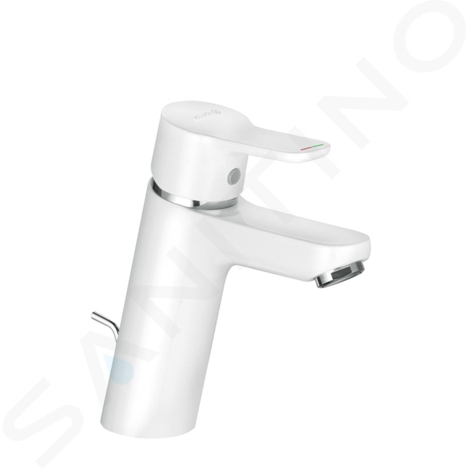 Kludi Pure&Easy - Grifo de lavabo con desagüe, cromo/blanco 372909165