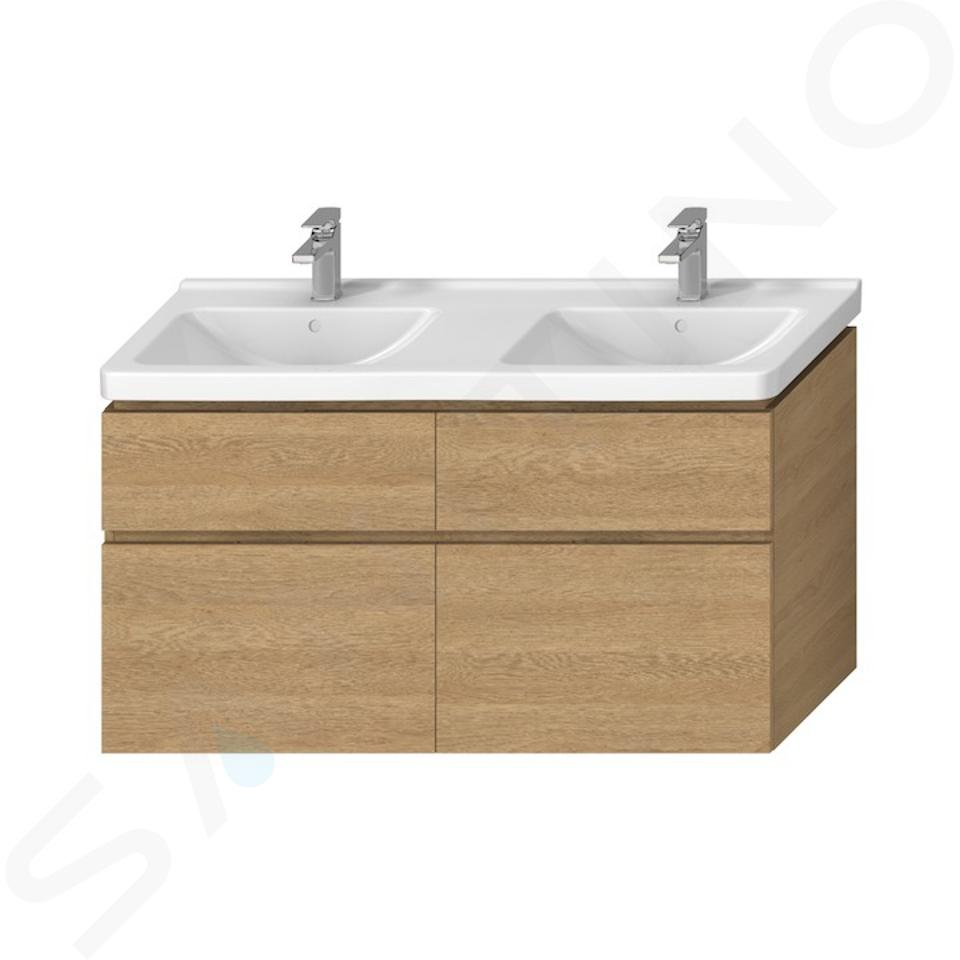 Jika Cubito Pure - Skříňka pod dvojumyvadlo 128x68 cm, dub H40J4274025191