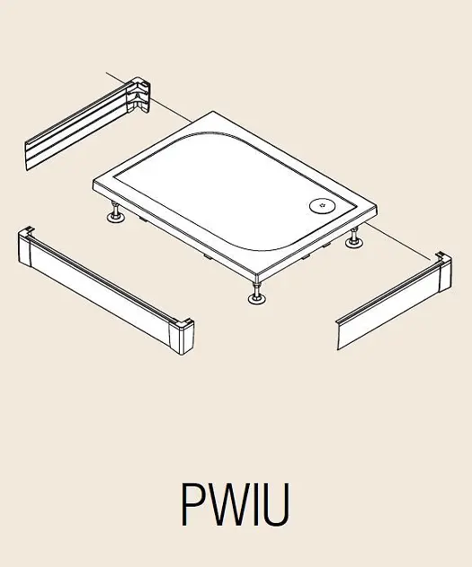 RONAL Marblemate - Aluminijska prednja ploča za pravokutni pladanj, U-ploča, 3 strane, 900 x 1200 mm - pladanj bijeli PWIU901209004