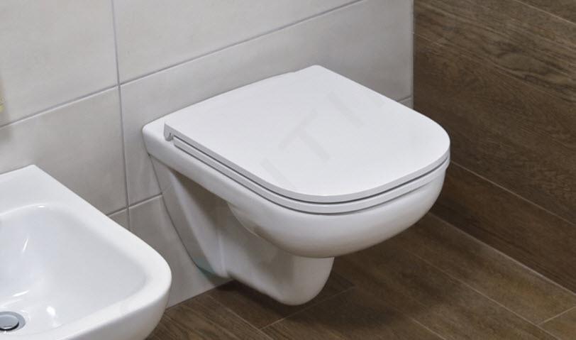 Aliano abattant WC, Forme en D, Design slim, Fermeture douce, amovible, antibactérien, en duroplast et inox