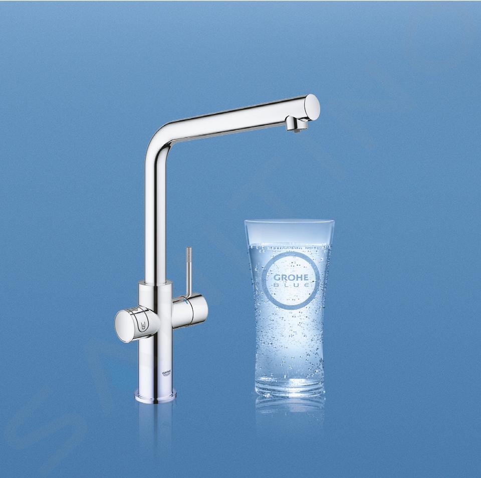 GRIFO MONOMANDO FREGADERO GROHE BLUE HOME CON SISTEMA DE FILTRADO DE AGUA  CROMADO