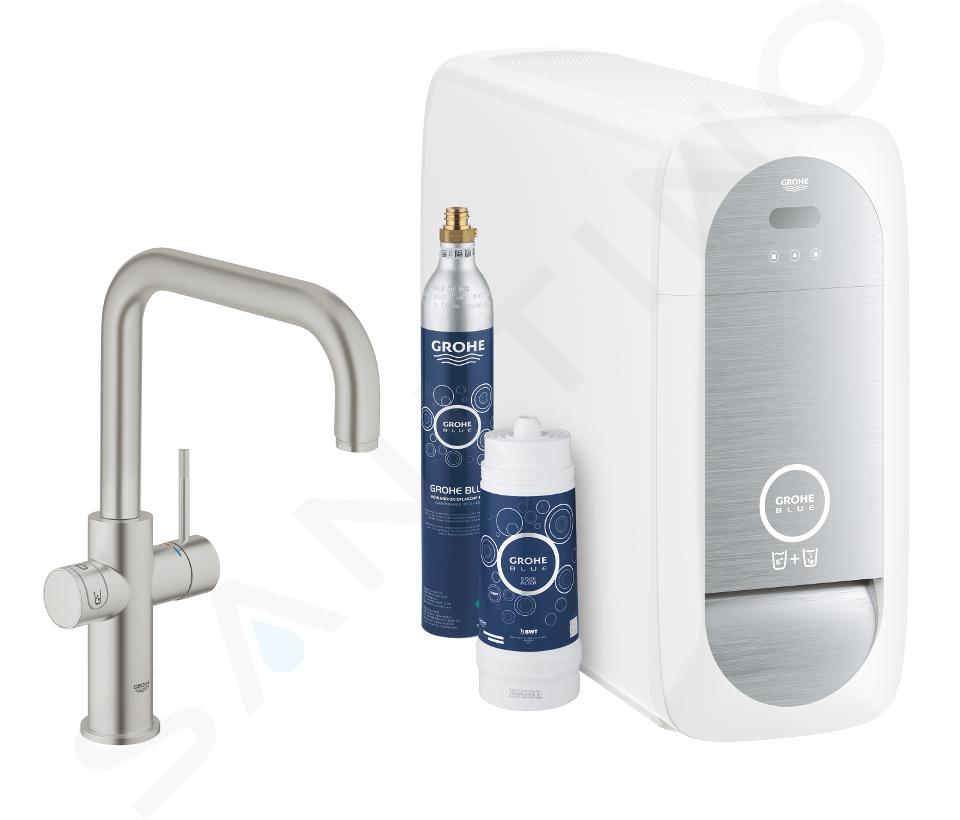 Grohe Blue Home - Miscelatore Connected per lavello, con sistema di filtraggio e raffreddamento, supersteel 31456DC1