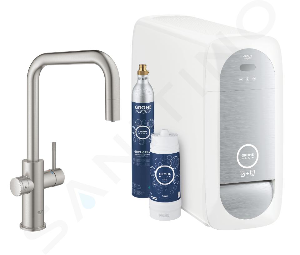 Grohe Blue Home - Spültischarmatur Connected, mit Kühleinheit und Wasserfilter, SuperSteel 31543DC0