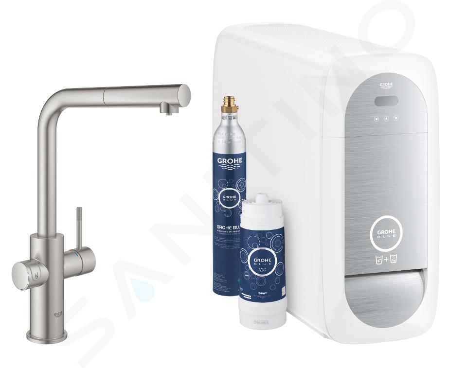 Grohe Blue Home - Spültischarmatur Connected, mit Kühleinheit und Wasserfilter, SuperSteel 31539DC0