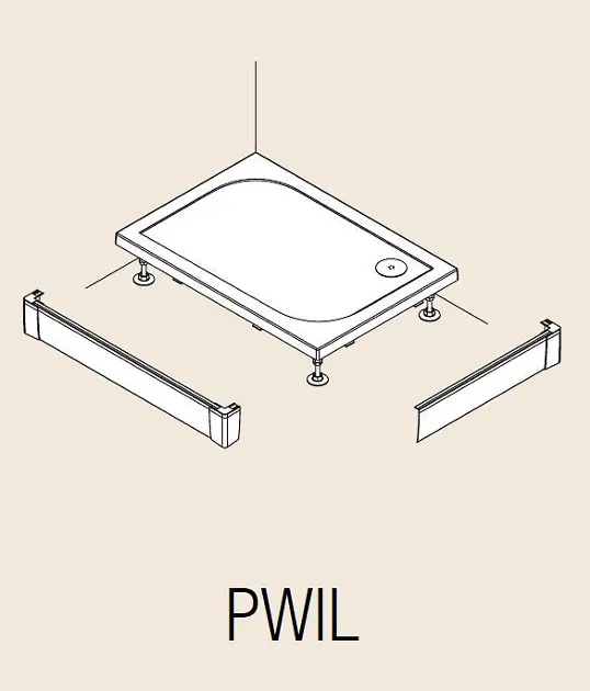 RONAL Marblemate - Hliníkový přední panel pro čtvercovou vaničku, L-panel, 2 strany, 1000 x 1000 mm - vanička aluchrom PWIL10010050