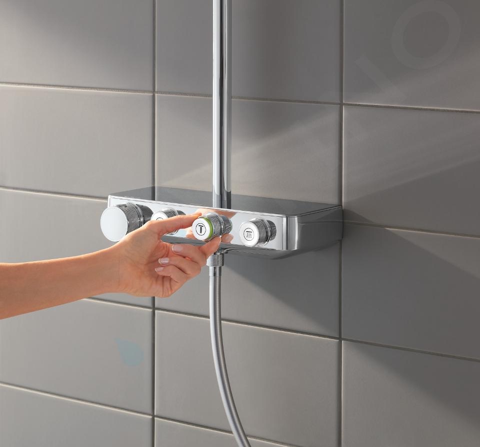 GROHE - Colonne de douche avec mitigeur thermostatique Euphoria  SmartControl System 310 Cube Duo Hard Graphite brossé 26508AL0