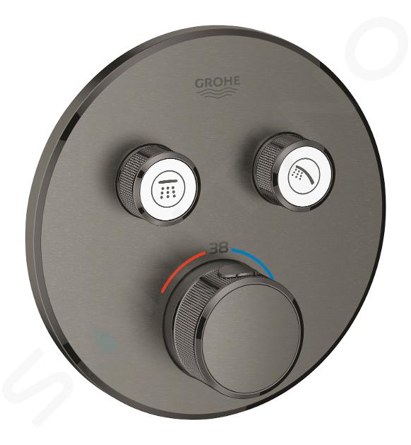 Grohe Grohtherm SmartControl - Miscelatore doccia termostatico ad incasso, 2 utenze, Hard Graphite spazzolata 29119AL0