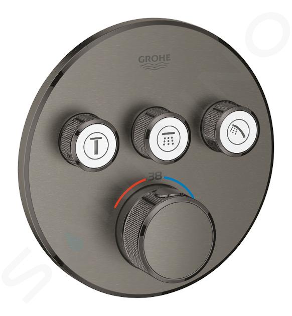 Grohe Grohtherm SmartControl - Thermostat-Duscharmatur - Unterputz mit 3 Absperrventilen, Hard Graphite gebürstet 29121AL0