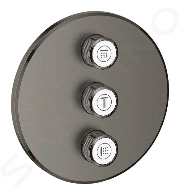 Grohe Grohtherm SmartControl - Placa con triple llave de paso, Hard Graphite cepillado 29122AL0