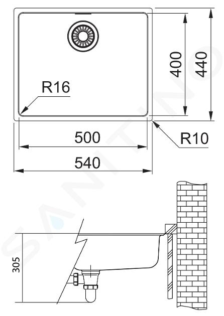 FRANKE MRX 110-70 Fregadero de Acero Inoxidable bajo encimera