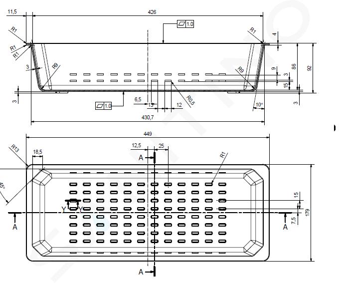 Franke Accessori - Vassoio per lavello, 449x179x92 mm, plastica grigia  112.0512.280