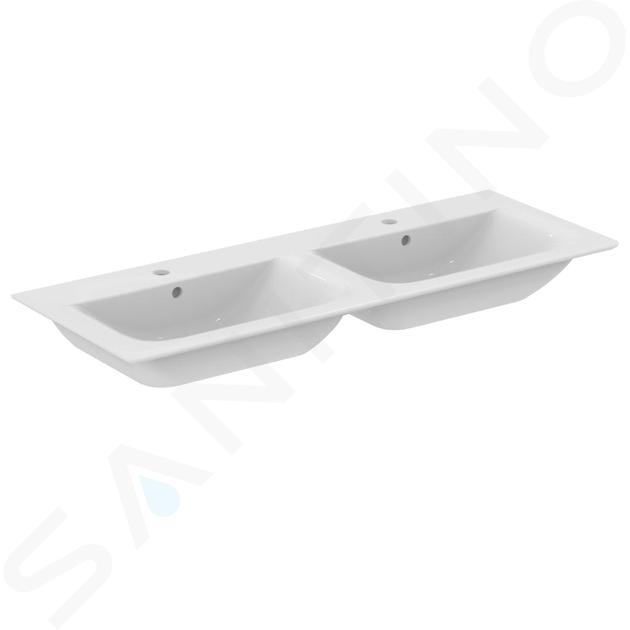 Ideal Standard Connect Air - Lavabo a doppia vasca, 124x46 cm, con troppopieno, con Ideal Plus, bianco E0273MA