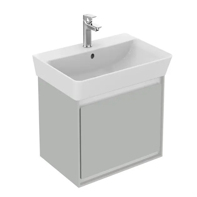 Levně Ideal Standard Connect Air - Skříňka pod umyvadlo Cube 50 cm, lesklá světle šedá/matný bílý lak E0842EQ
