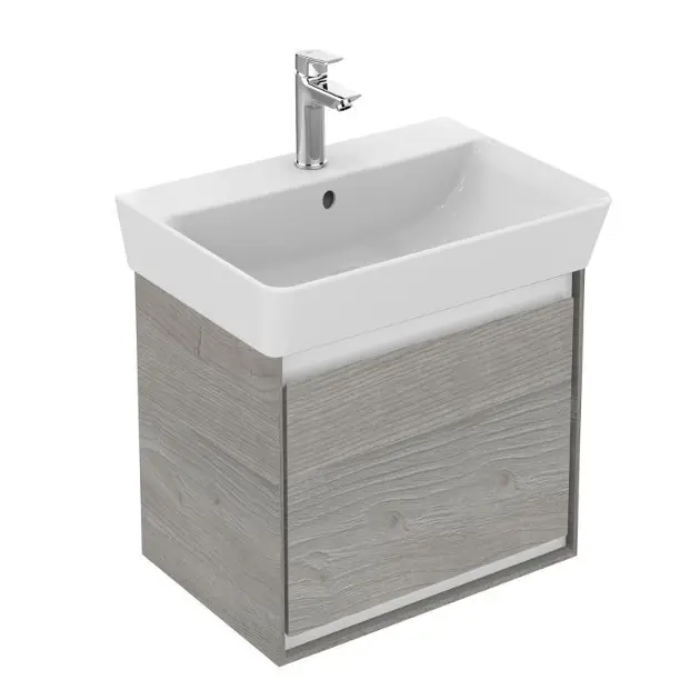 Levně Ideal Standard Connect Air - Skříňka pod umyvadlo Cube 50 cm, světle šedý dub/matný bílý lak E0842PS