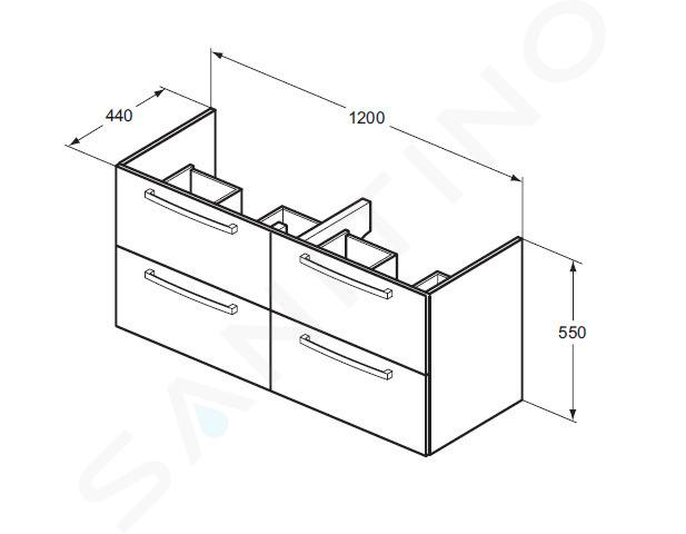 Ideal Standard Tempo - Mobiletto sottolavabo 600 x 740 x 440 mm a