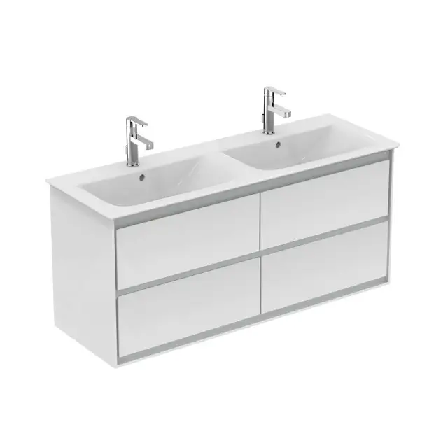 Ideal Standard Connect Air - Skrinka pod dvojumývadlo 120 cm, lesklá biela/matný svetlosivý lak E0822KN