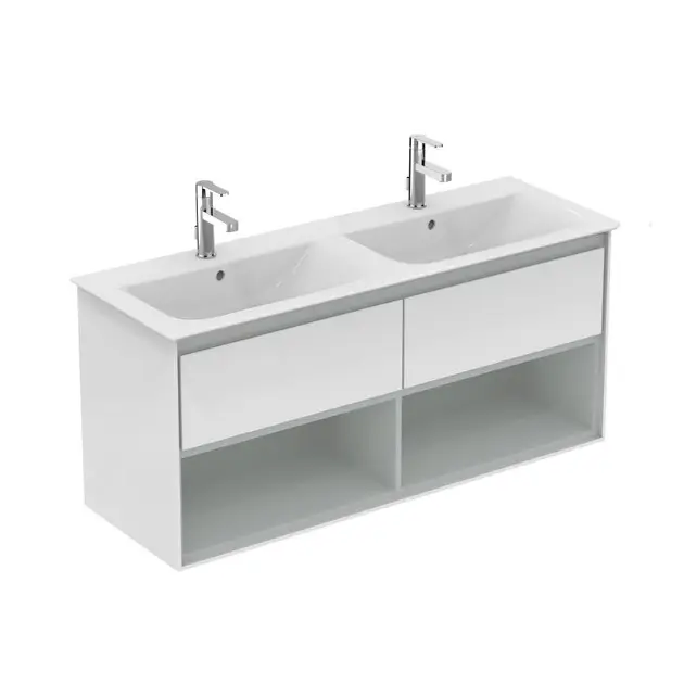Ideal Standard Connect Air - Skrinka pod dvojumývadlo 120 cm, lesklá biela/matný svetlosivý lak E0829KN