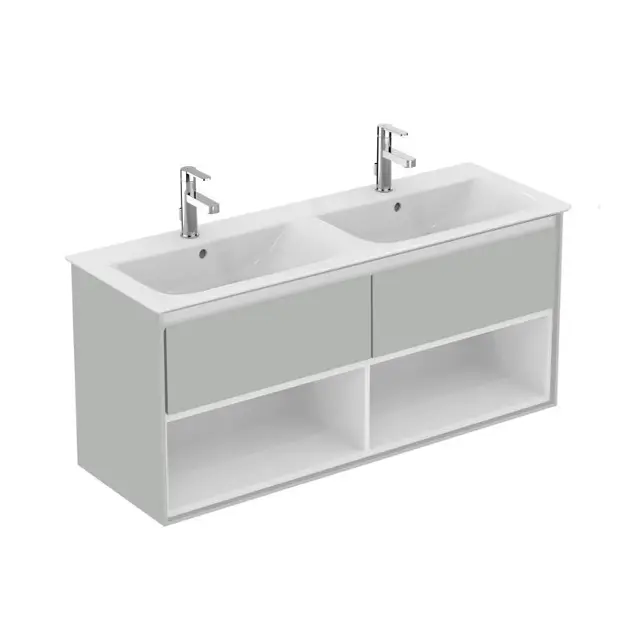 Ideal Standard Connect Air - Skrinka pod dvojumývadlo 120 cm, lesklá svetlosivá/matný biely lak E0829EQ