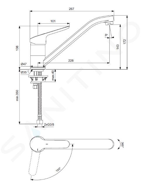 Ideal Standard CeraFlex robinet de cuisine BC129AA chromé , bec